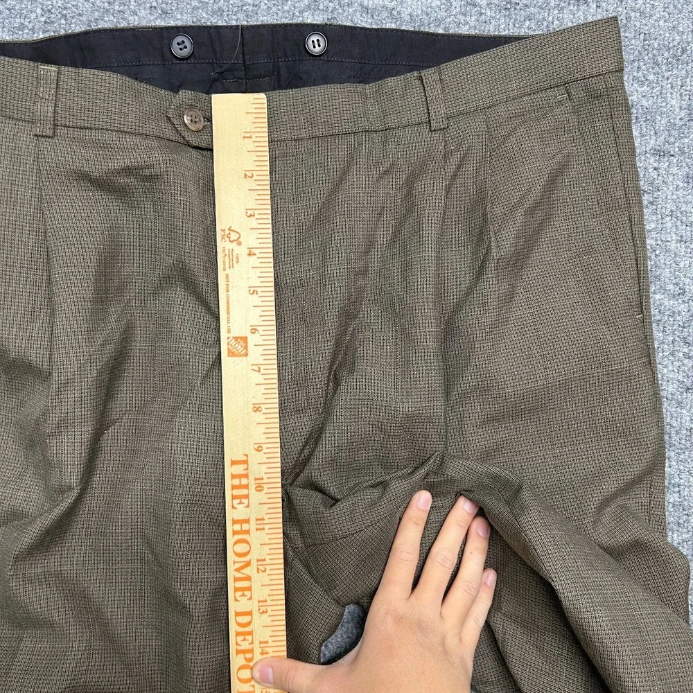 Vintage Men's Pleated Dress Pants Brown Mid‎ Rise Slash Pockets Classic - 40x29